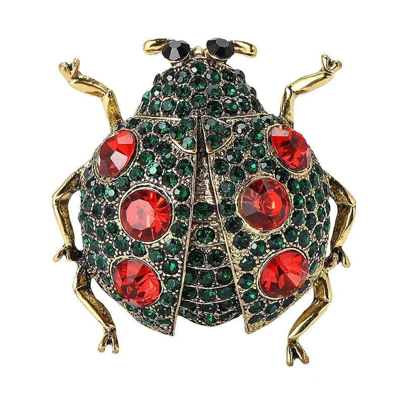 Wuli&baby Luxury Rhinestone Beetle Brooches For Women Unisex 4-color Shining