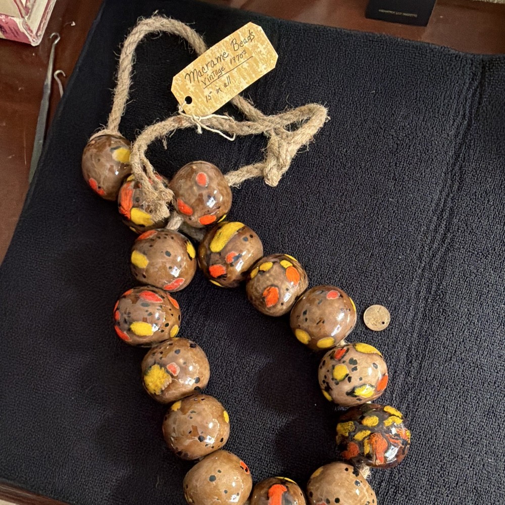 Vtg. Extra Large Multi Color Ceramic Beads