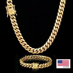 24inch Solid 14K Gold Plated Hip Hop Men’s Heavy Miami Cuban Link Chain Bracelet