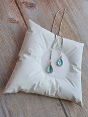 925 Silver Moonstone Threader Earrings June Birthstone Gift for Her Birthday