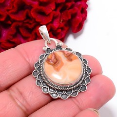 Wave Dolomite – Mexico Designer Handmade 925 Sterling Silver Pendant 1.64″ P9938