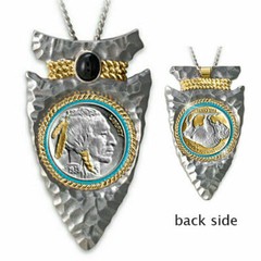 ARROWHEAD BUFFALO SPEAR NATIVE ARROW pendant 26″ Sterling Silver 925 necklace