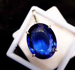Natural Certified 28 Ct BLUE Sapphire Loose Gemstone In Solid Silver Pendant