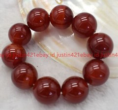 Huge 20mm Natural Red Agate Gemstone Round Beads Elastic Bracelet 7.5” AAA+