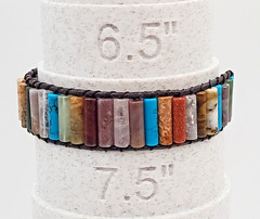 Southwest Stone Leather Wrap Bracelet 7in or 8in Unisex Multicolor Tube Beads