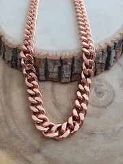 Pure Solid Copper Cuban Chain Necklace Curb Link Rider Arthritis 24″ Necklace