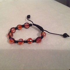 Black Corded Adjustable Pink Tinted Beads Bracelet