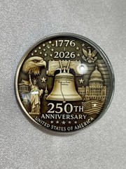 NWOT 250th Anniversary Liberty Bell 1776-2026 Brooch Lapel Pin Round Resin Metal