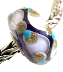 (ONE) Trollbeads Beautiful Dark Purple base SPARKLE Unique BEAD NO.2(Center One)