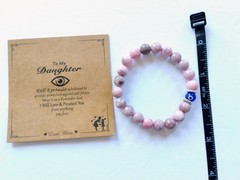 Pink Magnesite and Blue Evil Eye Charm