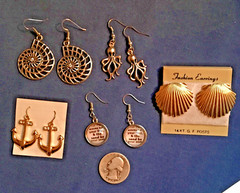 BEACH WEAR – PIERCED EARRINGS – 5 PAIR – Seaside Vacation Theme Jewelry