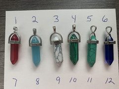 Unisex Artificial stone bullet shaped neckless with waxed cord Each