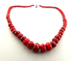 Red Faceted Glass Bead Necklace 5 to 15mm 18 Inch