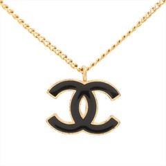 Chanel Coco Mark 02A Necklace GP gold×black