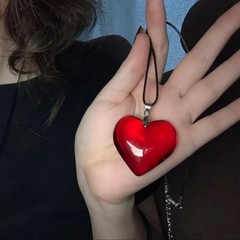 New Red Heart Pendant Y2K Large Necklace 42mm Statement Jewelry Romantic Gift