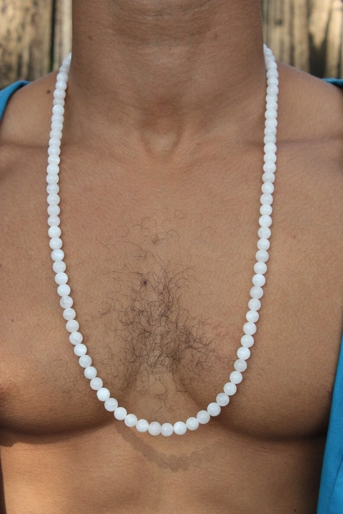 Nature Moonstone Smooth Round Gemstone Beads Handmade Men & Women Necklaces 18”