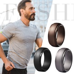 3pcs Medical Grade Silicone Wedding Ring Men Flex Fit Sport Rubber Band Sz#8-14