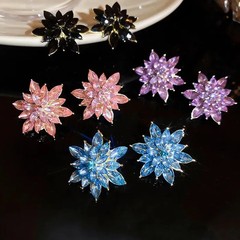 Luxury Crystal Flower Neo-Gothic Stud Earrings Stainless Steel Women Jewelry Gif