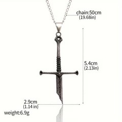Medieval Sword Cross Pendant Necklace Gothic Knight Templar Dagger Charm
