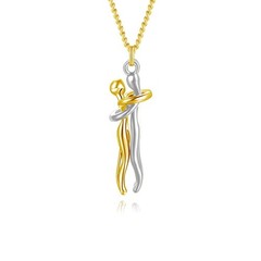 Love Hug Pendant Necklace for Women Two-Toned Affectionate Couple Hug Valenti…