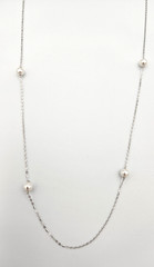 Nadri #04 Womens Silver Tone Delicate Long Faux Pearl Station Necklace 36 in
