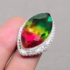 Multi Tourmaline Marquise Shape Gemstone Adjustable Ring Handmade Decent Jewelry