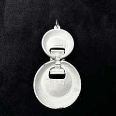 Signed Lisner White Enamel Mod Geometric Pendant Retro Statement Charm