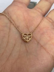 1.00 Ct Round EF VS Heart Shape Halo Lab Grown Diamond Necklace in 14K Rose Gold