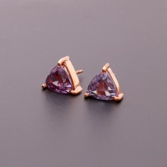 Alexandrite Trillion Stud Earrings Rose Gold Fill Solid Silver Handmade Jewelry