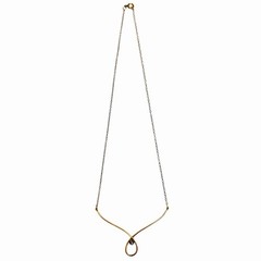 Vintage Avon 1/20 14K GF Fixed Swoop Teardrop Pendant Necklace With Tiny Diamond