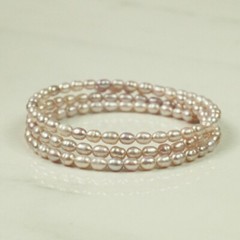 Pale Pink Genuine 3.6 mm Seed Pearl Wrap Bracelet