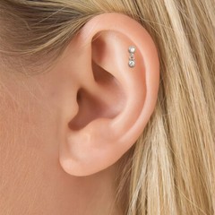 1/2Pcs Stainless Steel Threaded Stud Earrings CZ Dangle Helix Conch Piercings
