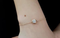 1 Ct Bezel Set Simulated Diamond Solitaire Chain Bracelet 14K Yellow Gold Plated