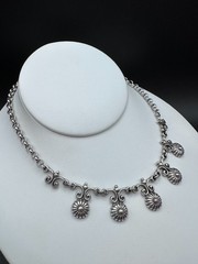 Retired Brighton Daisy Flower Silver‑Plated Necklace – Floral Charm & Scrollwork