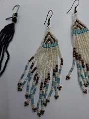 Two Pair Handbeaded Small Bead Dangle Hook Earrings