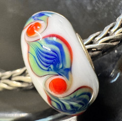 TROLLBEADS OOAK Beautiful UniqueOpaque white base bead