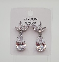 Zircon Jewelry Earrings 1in Silver Tone Brilliant Teardrop Marquise CZ Formal