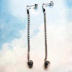 925 Sterling Silver Skull Dangle Drop Earrings Box Chain Gothic Punk Jewelry Gif