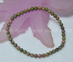 Natural Unakite Bracelet Green Round Multicolor Gems Beads 4-12mm Elasticity