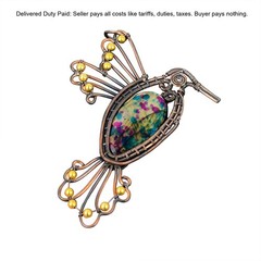 Natural Multi Fire Labradorite Copper Christmas Handmade Bird Daughter Pendant