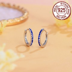 14mm 925 Sterling Silver Small Round Hoop Earrings Women Cubic Zirconia Jewelry