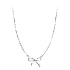 Silver bowknot pendant necklace, delicate unique design fashion jewelry gift