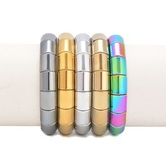Gold Plated Hematite Double Drilled Bangle Bracelet Beads 10x12mm 7.5” Length