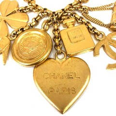 CHANEL Icon Charm Coco Mark Quilted Bag Heart Gold Plated Women’s 50cm Chain