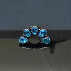 Blue Topaz (Lab-Created)Gemstone 925 sterling silver Handmade Ring- All Size