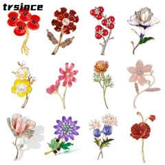 Crystal Flower Pins Brooch for Women Pearl Party Brooch Pins Gifts Jewelry