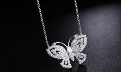 18K White Gold Plated Adjustable Crystal Butterfly Necklace Made With Swarovski