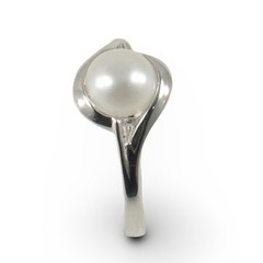 Solid Sterling Silver 925 White Freshwater Cultured Pearl Solitaire Ring – TPJ