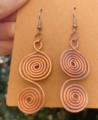 1 Pair Pure Copper Healing Spiral Hook Earrings, Jewelry Spiritual Kriya