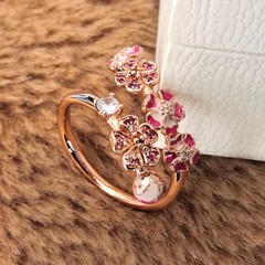 Brand New 100% 925 Sterling Silver, Rose, Pink, Peach Blossom, Blossom, Open Rin
